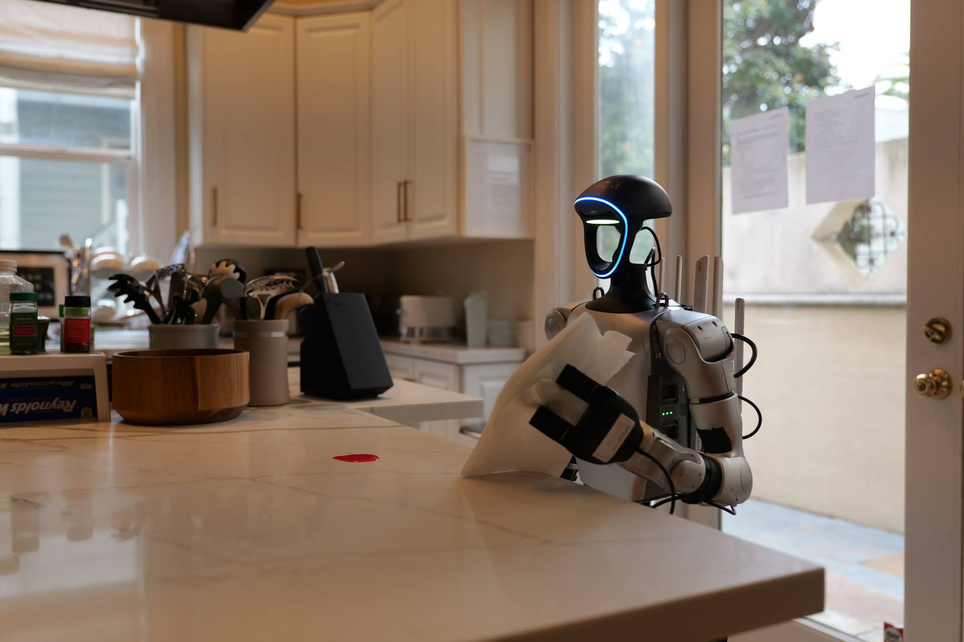 Gatsby robot wiping a small spill on a kitchen counter